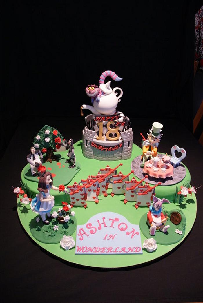 Ashton In Wonderland 18th Birthday Cake