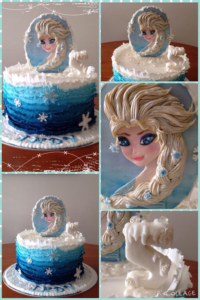 Elsa Frozen ruffle  cake 