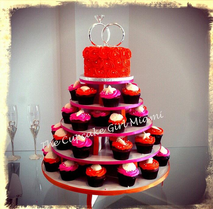 Wedding cake & cupcakes 