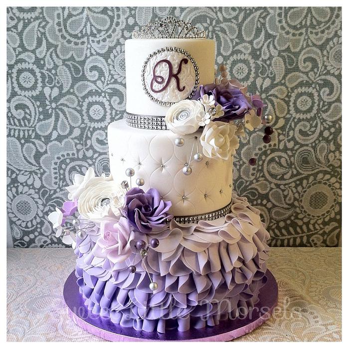 Purple Ombré Ruffle Cake