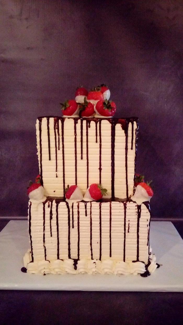 strawberry drip cake