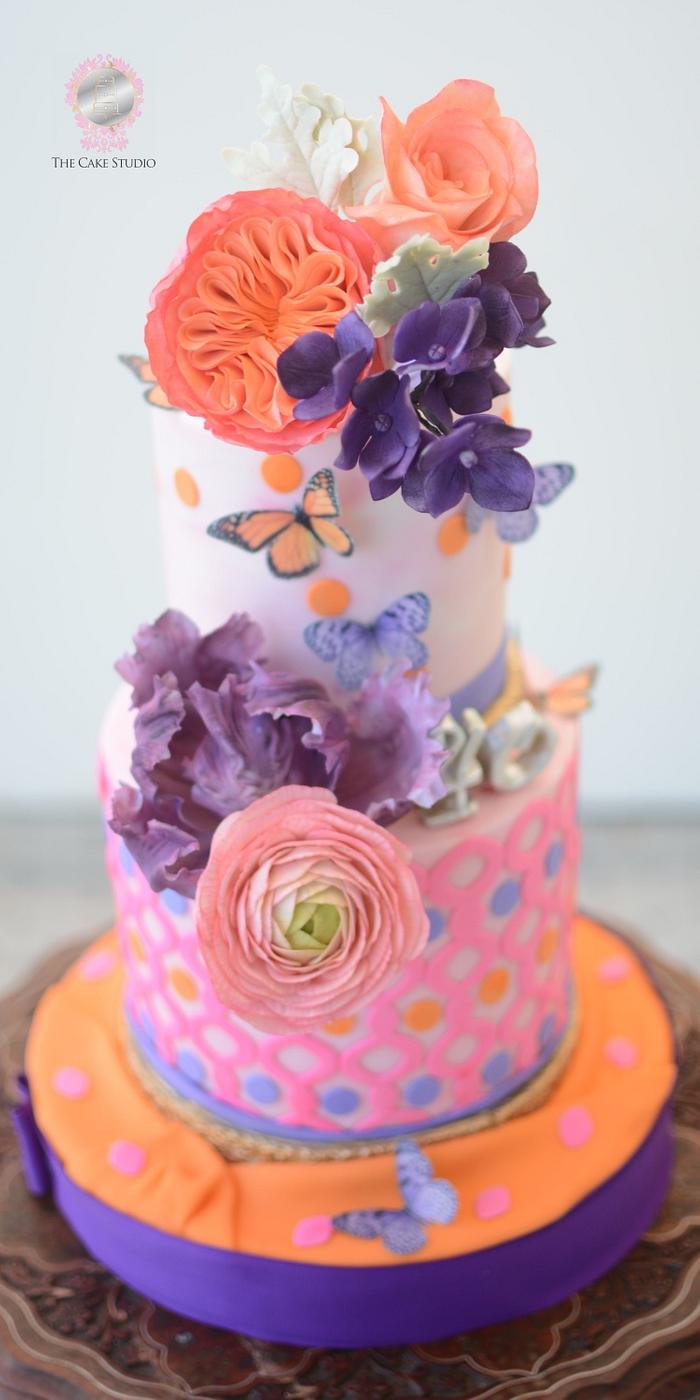Pink Orange and Purple Cake