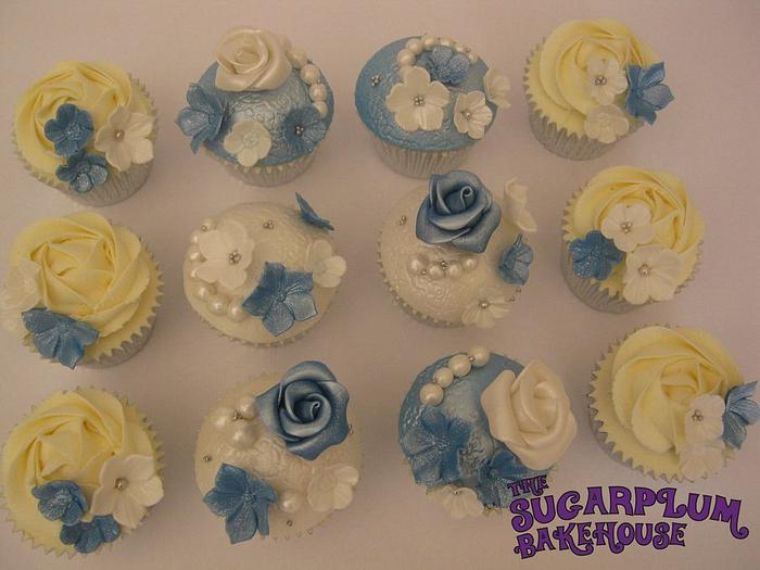 Something Blue - Vintage Inspired - Roses and Pearls