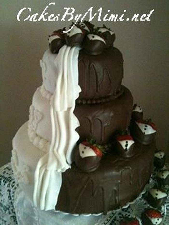 Bride and Groom In One Wedding Cake