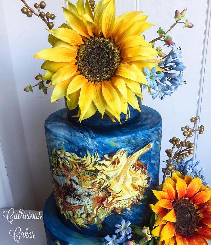 Van Gogh Sunflowers Wedding Cake