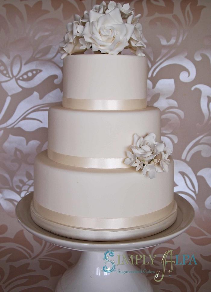 Classic all white wedding cake