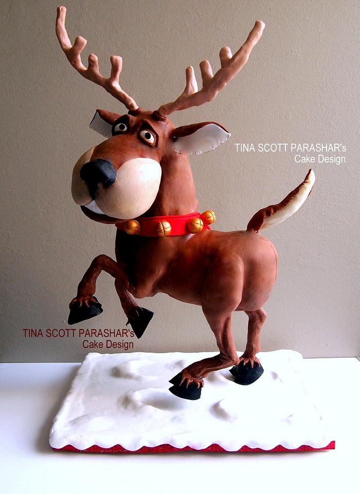 It's Christmas time -- gravity defying reindeer cake