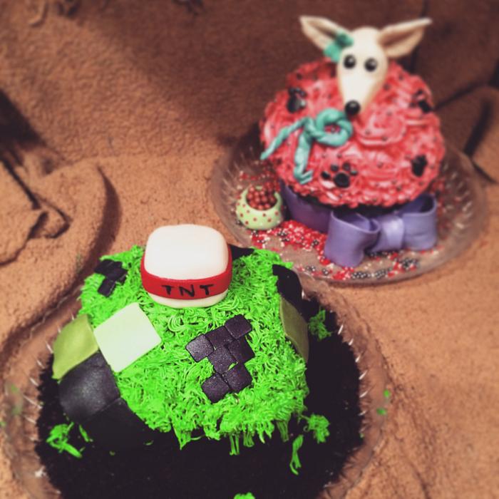 Mine craft/dog giant cupcake