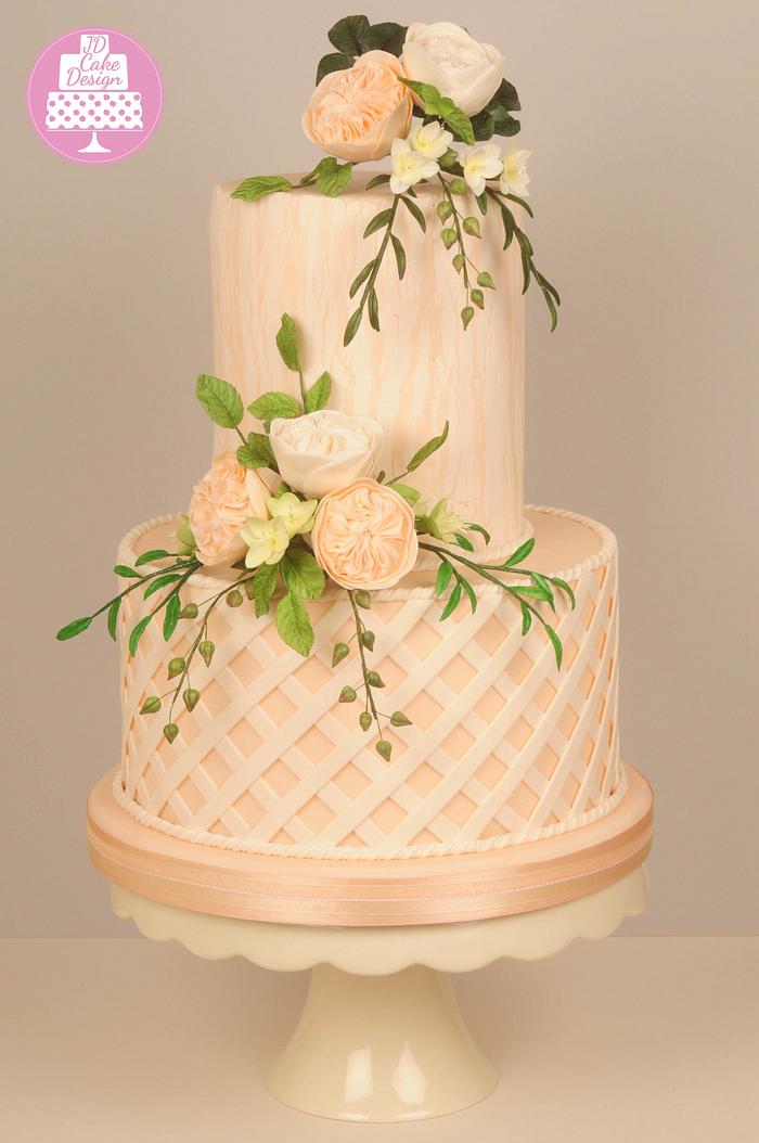 Peach and Ivory wedding cake