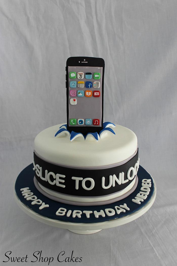 iPhone themed birthday cake