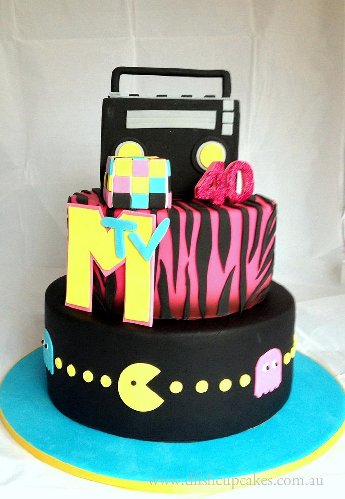 80's inspired 40th birthday cake