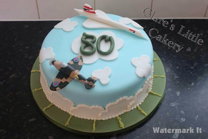Spitfire and Concorde cake