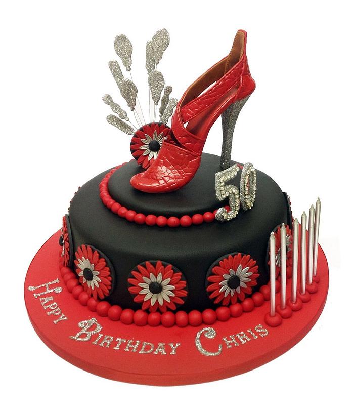 Red & Black Designer Shoe Cake