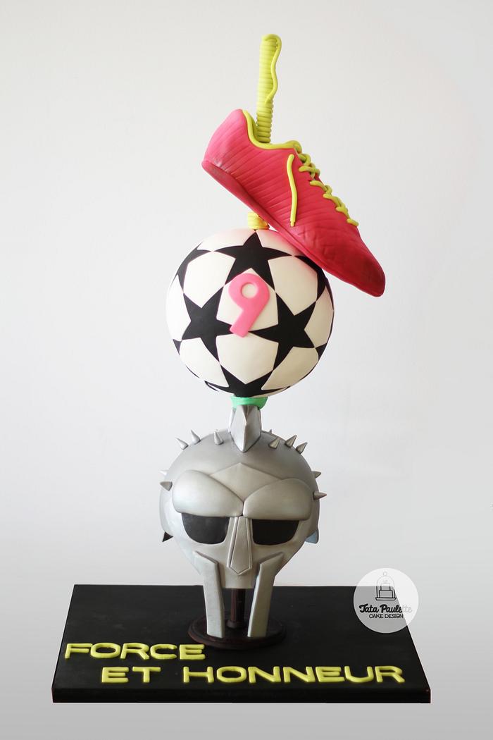 Soccer tower cake