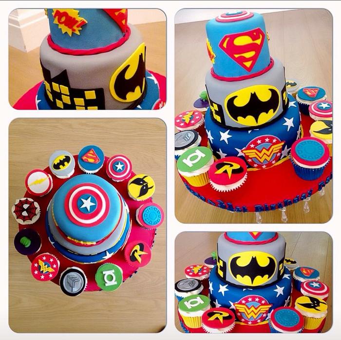 3 tier super hero cake