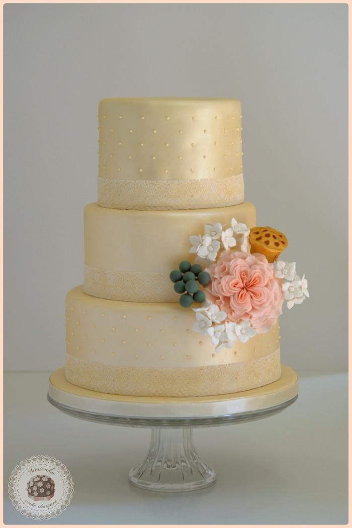 English garden rose Wedding cake 