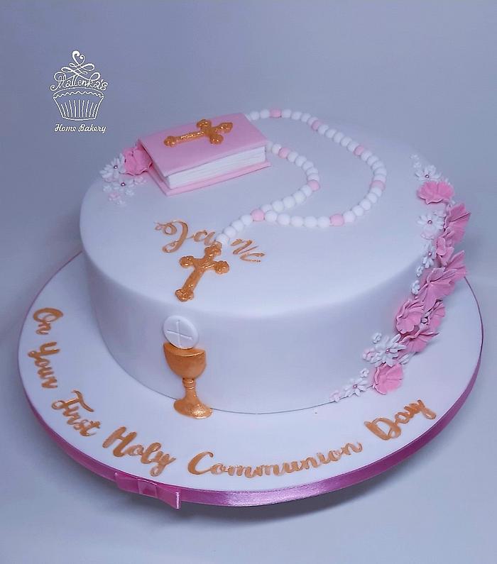 Buy Cake Decoration First Holy Communion Girl Bible Scroll and Pink Ribbon  Cake Toppers Set Ornaments Online at desertcartIreland