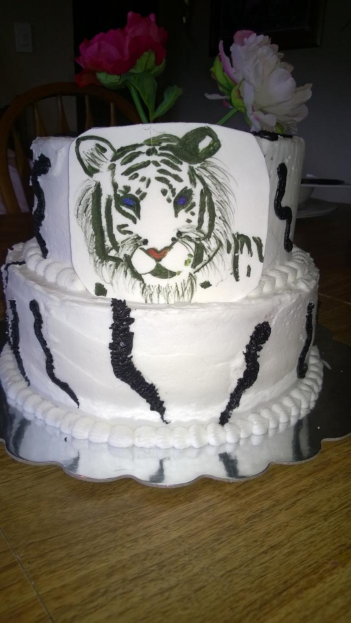 White tiger birthday cake