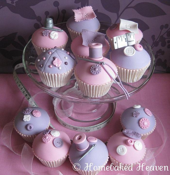Dressmaker-themed cupcakes