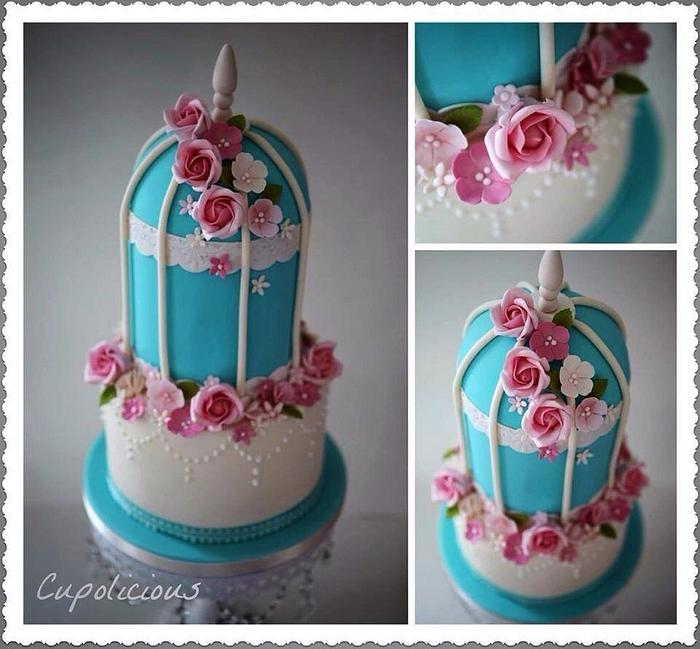 Bird cage wedding cake