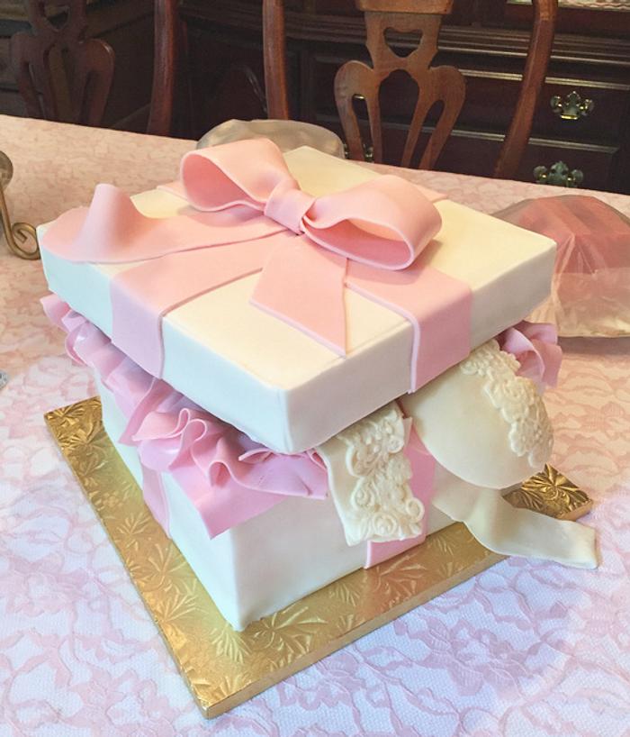 Lingerie Bridal Shower Cake Pink and Cream
