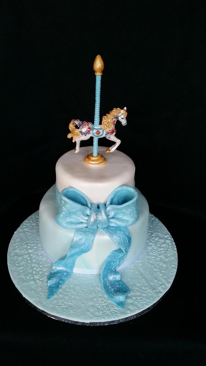 carousel horse baby shower cake