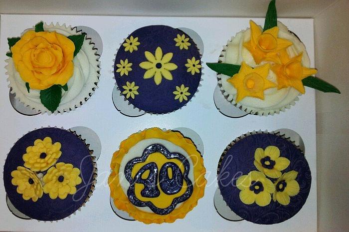 40th Birthday floral cupcakes