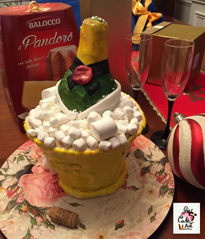 New year Champagne Bottle Cake