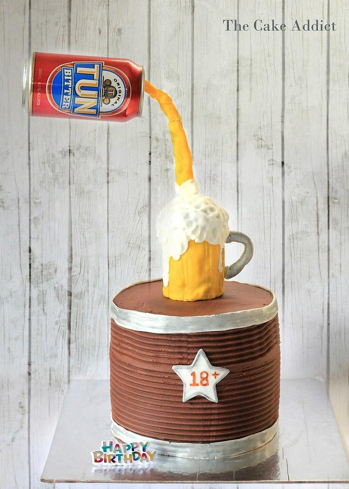 Pouring Beer cake 