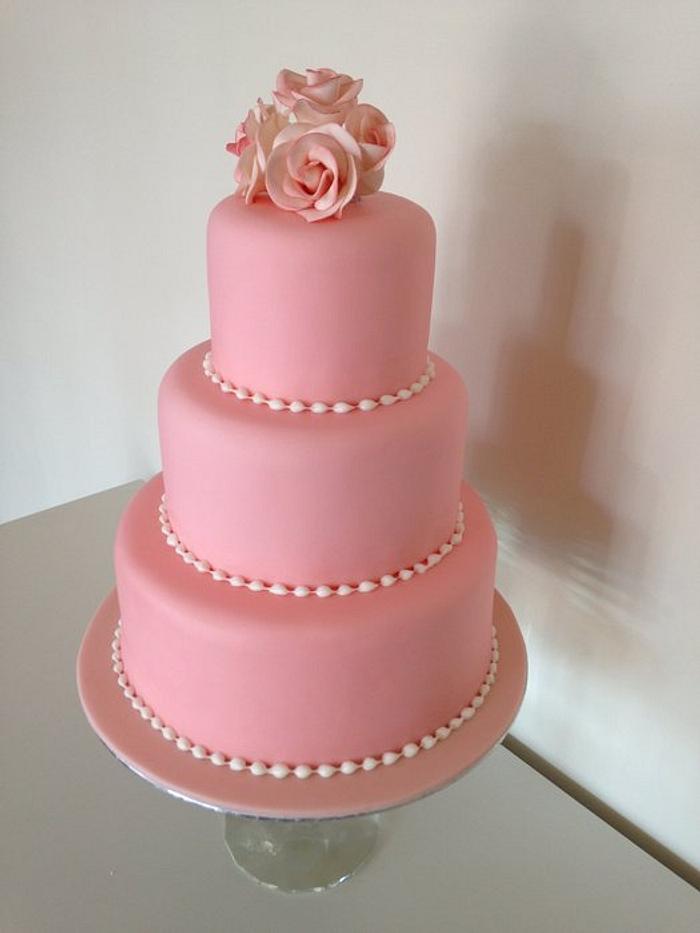 3-tier simply pink with roses