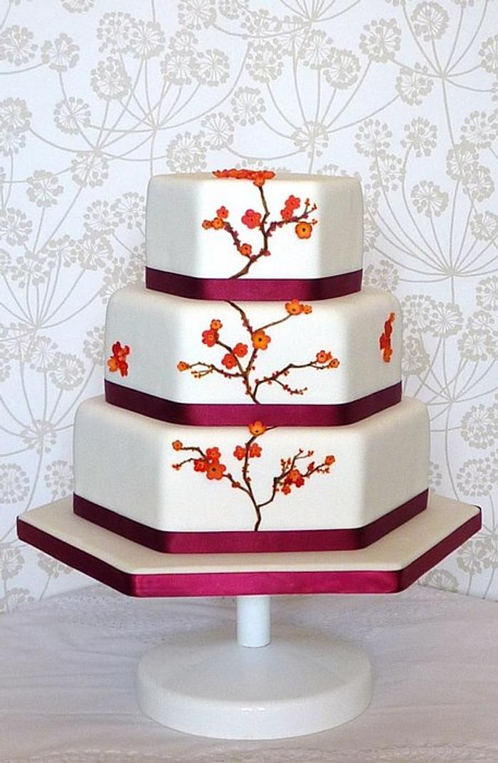 Japanese Orange Blossom Wedding Cake