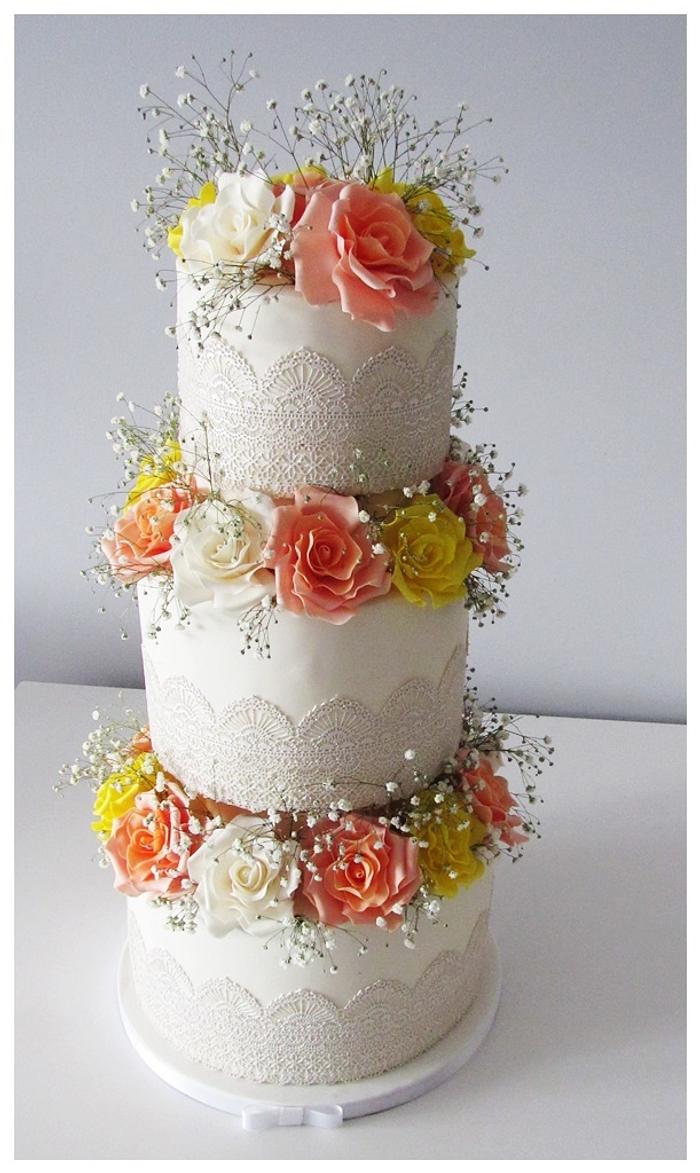 Roses Wedding Cake 