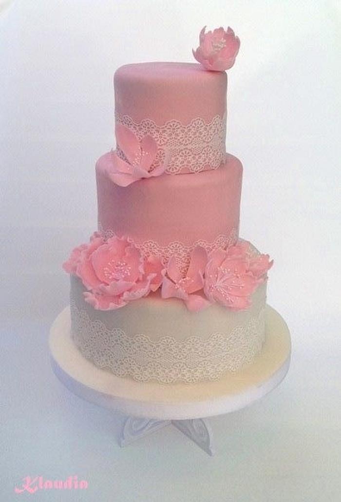 pink wedding cake