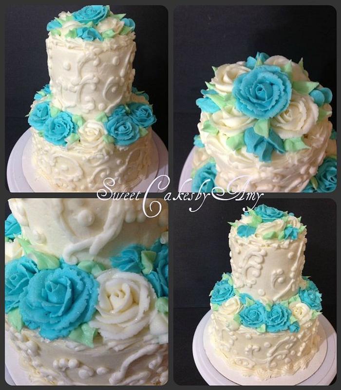 Blue and White anniversary cake