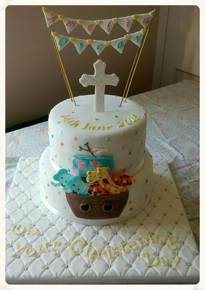 Noah's ark Christening cake