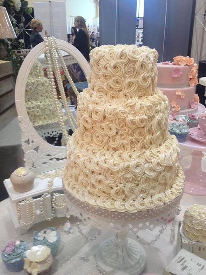 Piped Rose Wedding Cake