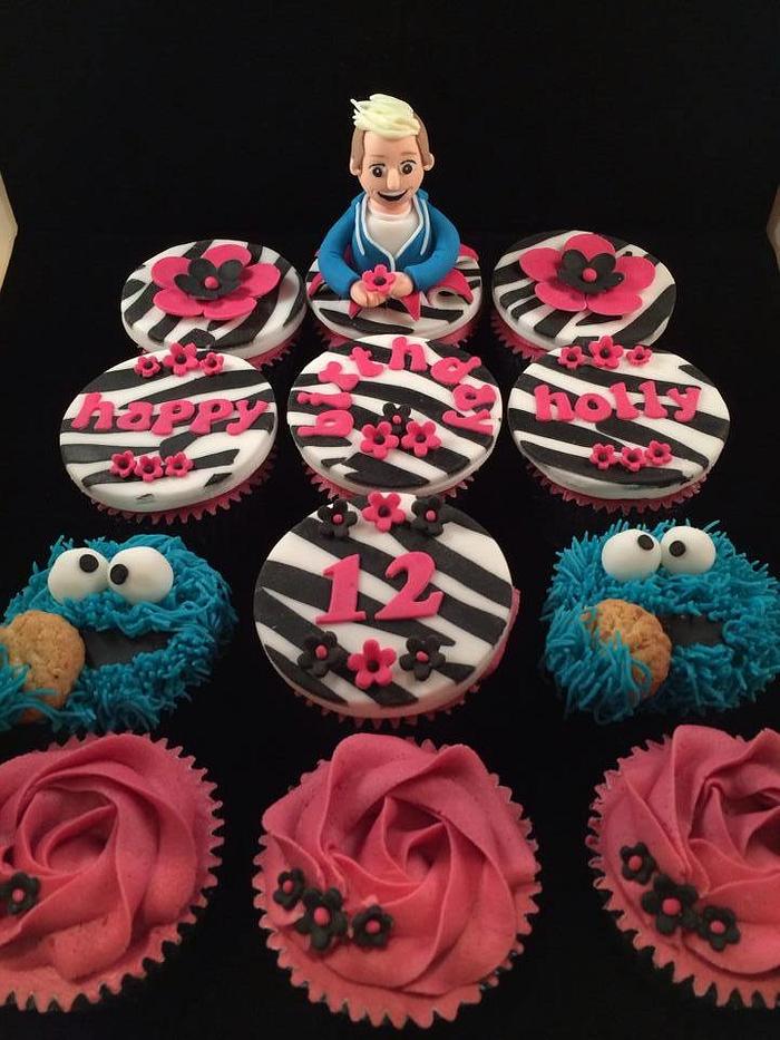 Zebra/One Direction 12th Birthday Cupcakes