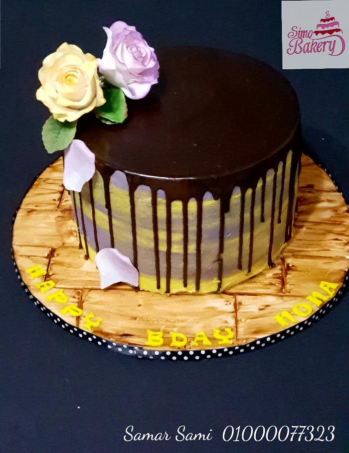 Buttercream purple and yellow shade cake