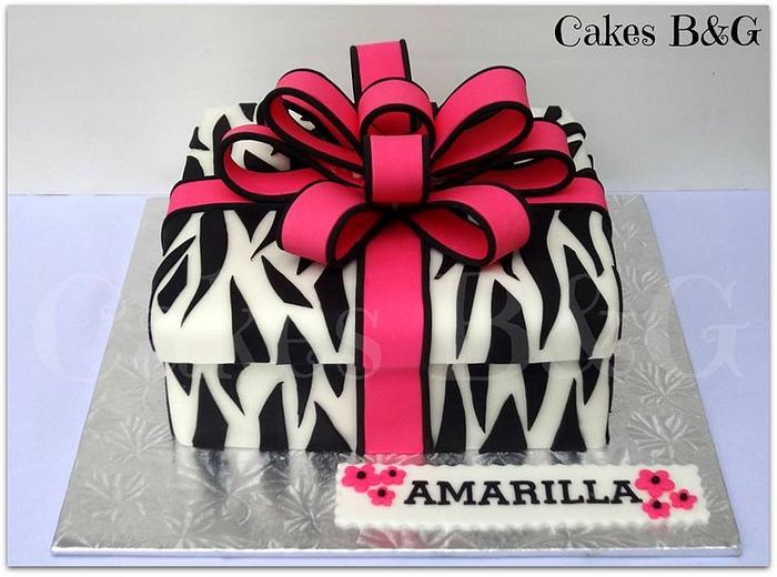 Zebra "present" Cake