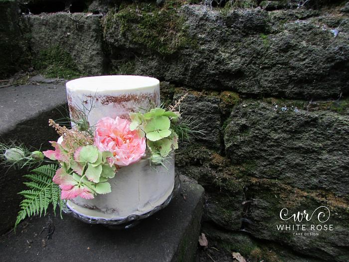 Semi Naked Cake with Fresh Blooms
