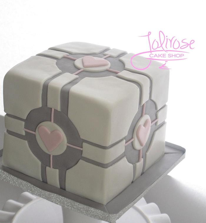 Companion Cube Grooms Cake