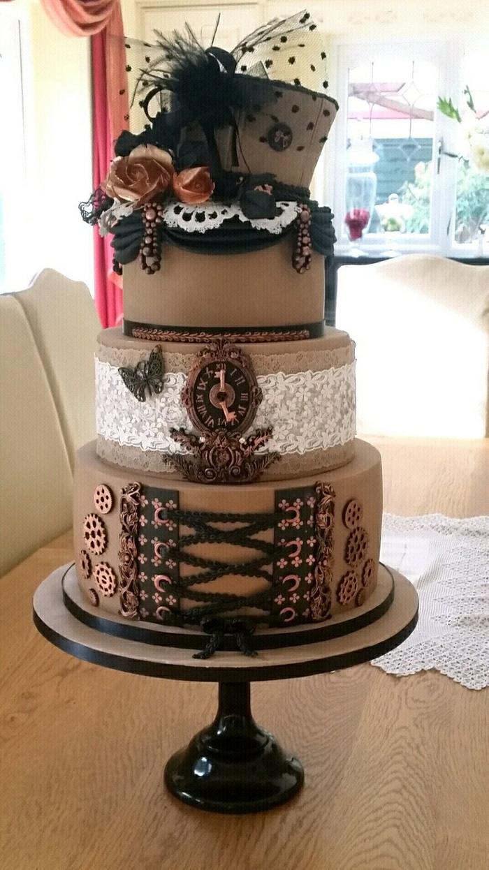A steampunk themed wedding cake 