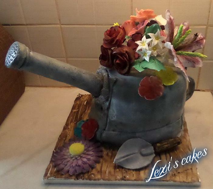 old watering can cake