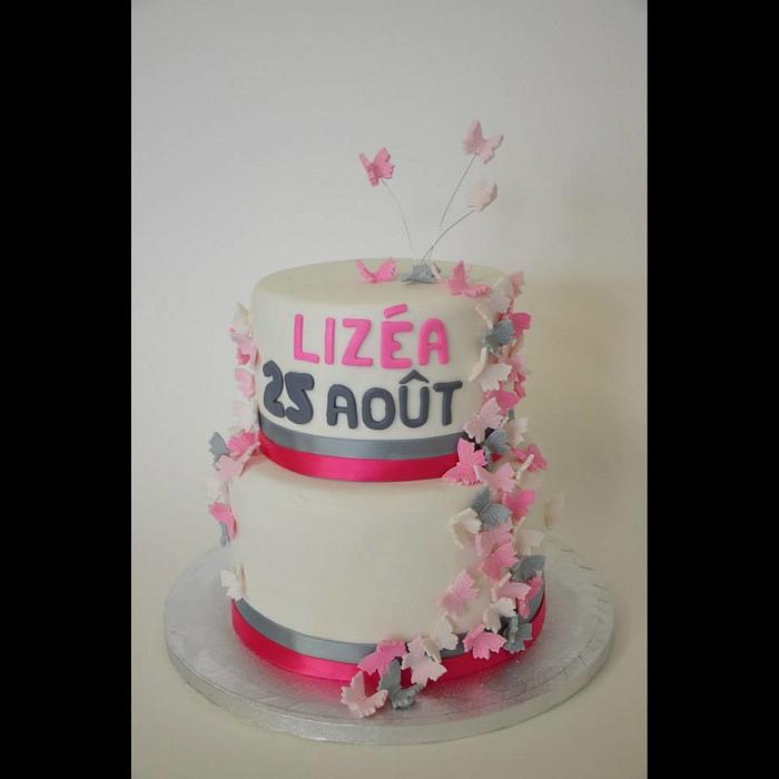 Baptism Butterfly Girl Cake