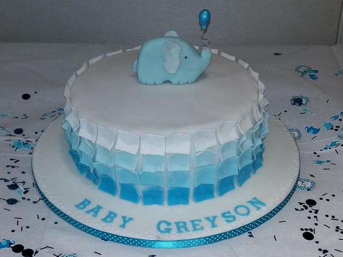 Baby elephant baby shower cake