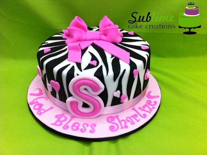 Zebra Christening cake
