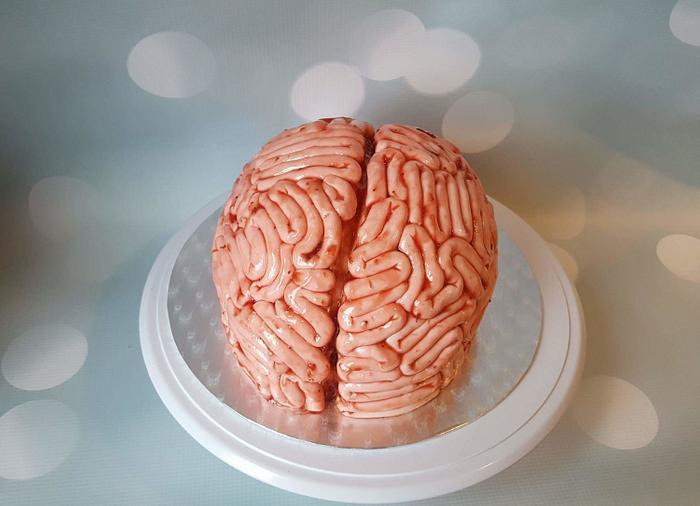Brain cake I made for a Halloween party 🧠 : r/Baking