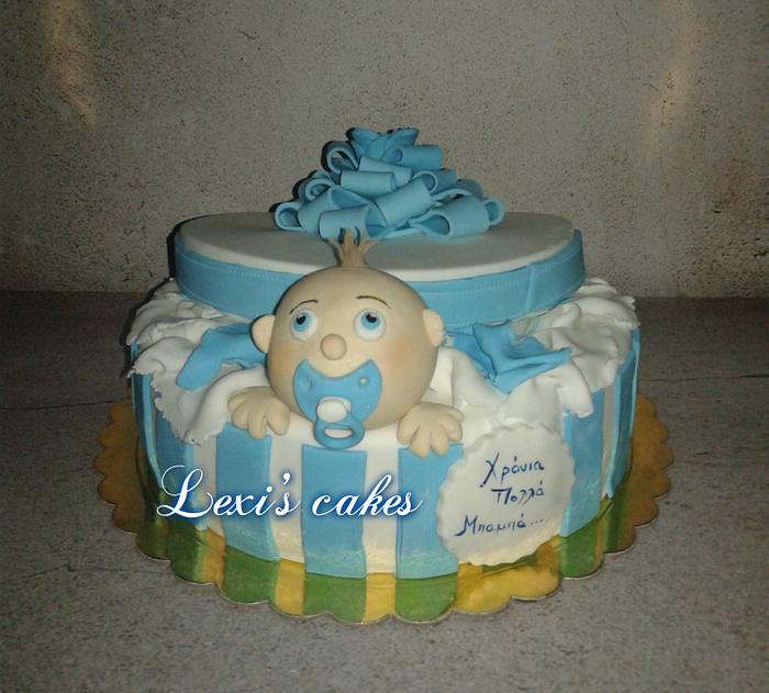 baby in a gift box cake