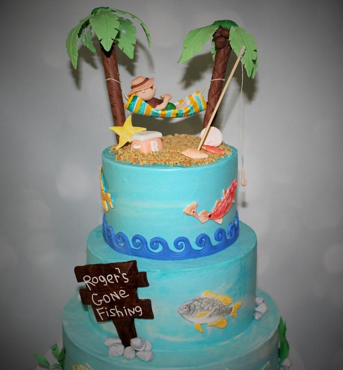 Tropical Island Retirement cake