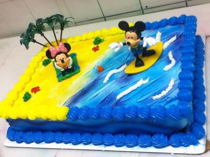Mickey and Minnie Beach Cake